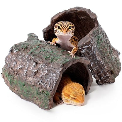 Mygeromon Reptile Hides Leopard Gecko Hideout Resin Caves Tank Accessories | 2 Pcs