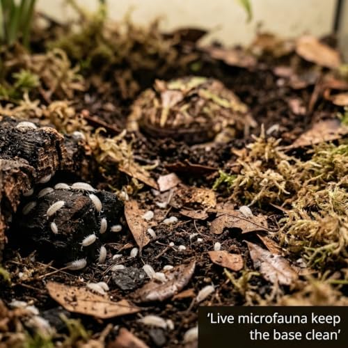 Pacman Frog Bioactive Kit - 9qt Premium Bioactive Substrate + 2qt Leaf Litter + 4qt Sphagnum + Charcoal Iso-Flats Hide + 3oz Calcium + 25 Dwarf White Isopods + 8oz Tropical Springtails