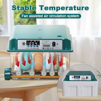 16 Eggs Incubators for Hatching Eggs, Egg Incubator with Automatic Egg Turning and Temperature Control, Chicken Egg Incubators with Egg Candler for Duck Goose Pigeon Quail - size: 16 Egg