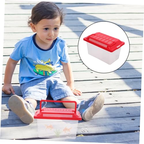 COLLBATH 2pcs Reptile Tortoise Feeding Tank Portable Aquarium Ventilation Design Lightweight Travel Container for and Pets Lid
