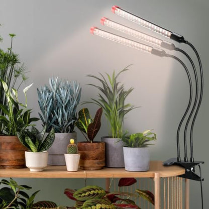 Gamechanger! 27 Watt Power Draw, NO Need Adapter, FECiDA 2026 3Head Clip Grow Lights for Seed Starting, Bonsai, Small Indoor Plants, Enough Bright Like Sun, 4/8/12/16/20H Timer - size: Clip-3Head-27W