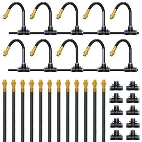 Thiswing 10Pcs 360° Adjustable Drip Irrigation Nozzles Tee to 1/4" Drip Irrigation System