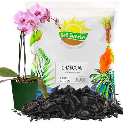 Soil Sunrise Horticultural Charcoal for Indoor Plants (8 Quarts) Hardwood Soil Additive for Orchids, Terrariums, and Gardening - size: 8 Quarts