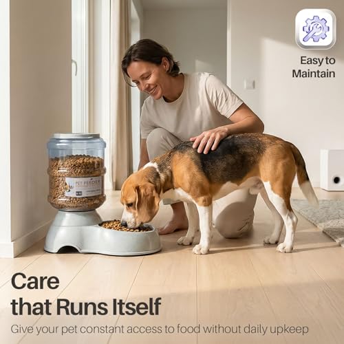 Flexzion Gravity Pet Feeder, Dog and Cat Food Dispenser, 1-Gallon Capacity | Self-Replenishing Dry Food Station with Non-Skid Feet and a Carry Handle; Holds Approximately 4-6 Lb Of Kibble - color: Feeder, size: 6-12 lb Feeder (3 Gallon)
