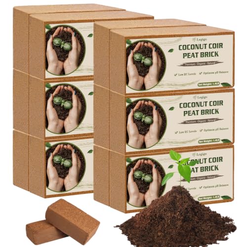 12 Pack Coco Coir Bricks for Plants- 100% Organic Coconut Coir Soil | Compressed Coconut Fiber Substrate, Coco Peat Garden Soil for Seed Starter, Potting Mix and Indoor & Outdoor Plants - size: 12 Pack