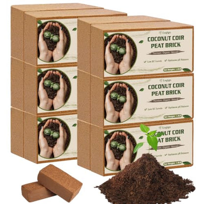 12 Pack Coco Coir Bricks for Plants- 100% Organic Coconut Coir Soil | Compressed Coconut Fiber Substrate, Coco Peat Garden Soil for Seed Starter, Potting Mix and Indoor & Outdoor Plants - size: 12 Pack