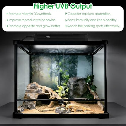 UVB Light for Reptiles Bearded Dragon, T5 UVB Reptile Light Fixture HO UVB Bulb Lighting Combo Kit 10.0 8W UVA UVB Reptile Light Bulb Terrarium Lamp Tube Bar for Snake Gecko Turtle Lizard, 12 Inch - size: T5-12Inch