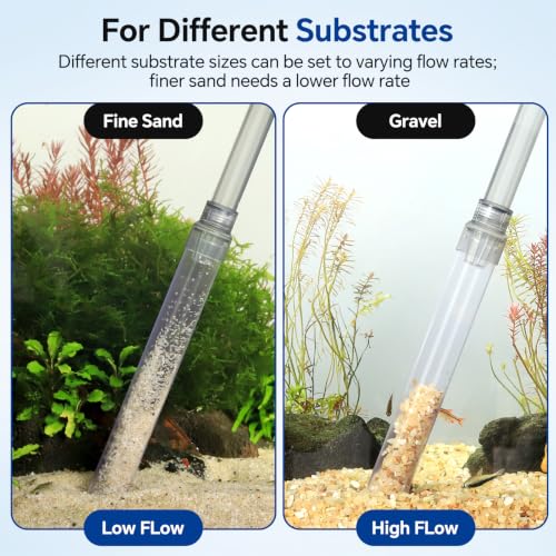 hygger Aquarium Gravel Vacuum Siphon, Adjustable Flow Manual Fish Tank Water Changer for Sand Cleaner with 6.5 Ft Hose, Suction Ball, Aquarium Gravel Cleaner Adjustable Length (Up to 115 Gal Tank) - size: L