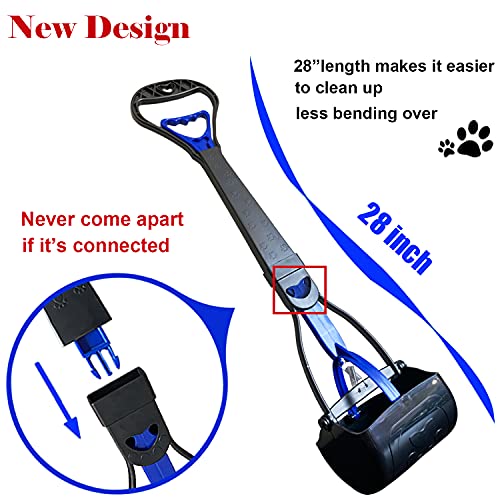 ienjoyed Non-Breakable Pooper Scooper for Large Medium & Small Dogs Heavy Duty, 28“Long Handled Dog Poop Scooper for Grass,Durable Dog Poop Pick Up Tool, Poop Grabber - color: Blue