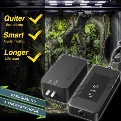Automatic Reptile Misting & Humidifying System, Auto Rain Sprayer, 2 Nozzles, Auto Reptiles Mister for Terrariums, Chameleon Cages, Plants, Paludariums, Frog Snake Enclosures