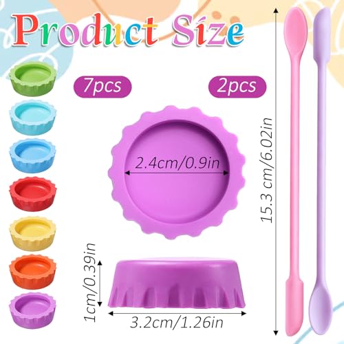 7PCS Silicone Crested Gecko Food Dish and 2PCS Stirred Feedings Stick | Colorful Water Bowl Reusable Small Reptile Feeding Dish for Crab Reptile Tanks Terrarium Accessories Crested