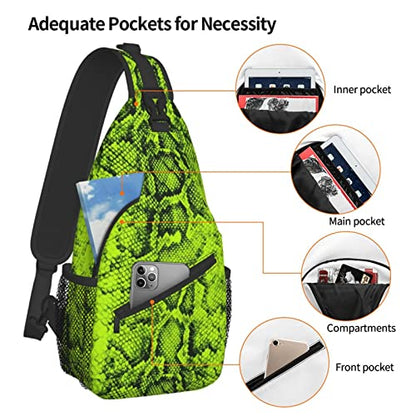 Snake Skin Sling Bag Animal Crossbody Chest Daypack Casual Backpack Women Shoulder Bag For Travel Picnic - color: Snake 04