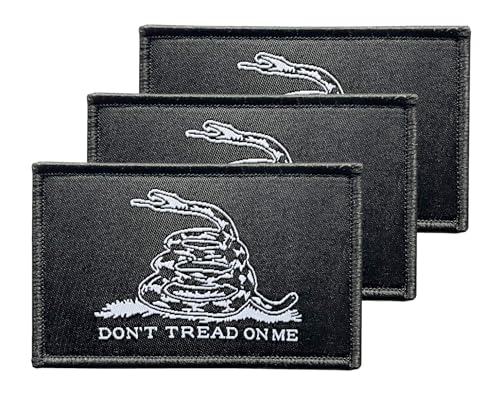3Pcs Dont Tread On Me Flag Patch 2x3 Inch, Hook Loop Tactical Embroidered Armband Gadsden Snake Flag Patches for Backpack Hat Vest Jacket.