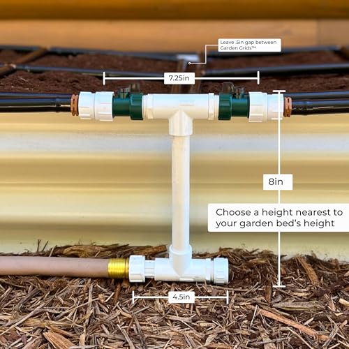 Garden Grid Manifold - 8" Tall, Double Style | Link All of Your Garden Grids So They Water Together | Ideal for Side-By-Side Garden Grid Connections - size: 8", style: Double