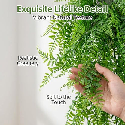 RAINFLOW 2PCS Fake Hanging Plants - Artificial Reptile Habitat Vines | UV Resistant Artificial Boston Ferns for Bearded, Dragon, Snake. Geckos, Hermit Crab, Lizard, Chameleon, 31.5 Inch - size: 31.5"x5.1"