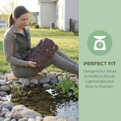 Driftwood Koi Sanctuary, Outdoor Pond Fish Refuge with Weighted Base, Natural Looking Hiding Shelter to Protect Goldfish and Koi from Herons - color: Imitation Wood, size: Large