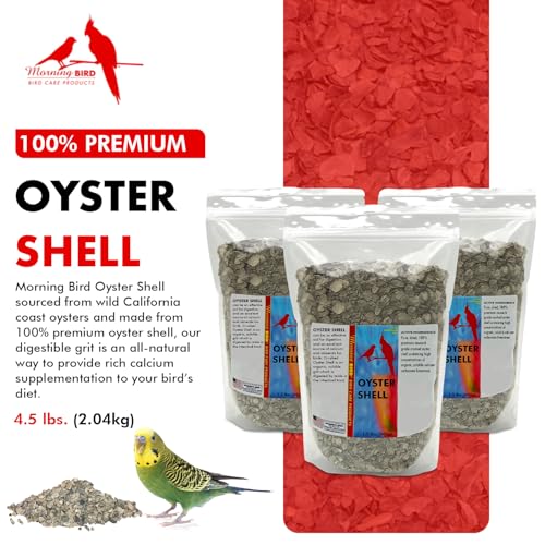 Morning Bird Oyster Shell 4.5 lb - Natural Calcium Supplement for Birds | Natural Calcium Bird Supplement – Sustainably Harvested from California Coastal Waters – Safe Year Round Bird Food Additive - size: 4.5 lbs (3-Pack of 1.5 lbs)