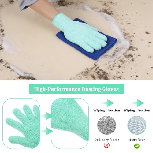 Abeillo Microfiber Gloves for Plants Dusting Cleaning, Reusable Washable Cleaning Gloves Mittens House Cars Blinds Dusting - color: Cyan