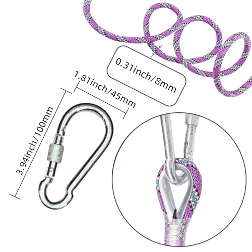 Static Climbing Rope - Heavy Duty Climbing Rope for Rock Climbing, Tree Climbing Gear, Arborist Rope, and Camping Rope - 10m (32ft), 20m (64ft), 30m (96ft) - color: Purple, size: 8mm/10M(32ft)