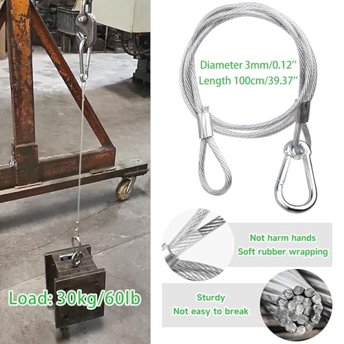Mad Owl Safety Rope Fixing Device, Stage Light Safety Cable,Transparent Rope Head Truss Accessories Clamp Hook, 0.12 inches Diameter, 39.3 inches Length, (Pack of 2 White) - size: 2P 3mm/0.118"-100cm/39.37"