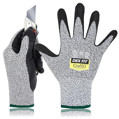 DEX FIT Level 5 Cut Resistant Gloves Cru553, 3D-Comfort Fit, Firm Grip, Thin & Lightweight, Touch-Screen Compatible, Durable, Breathable & Cool, Machine Washable; Red XS (6) 1 Pair - color: Red, size: X-Small