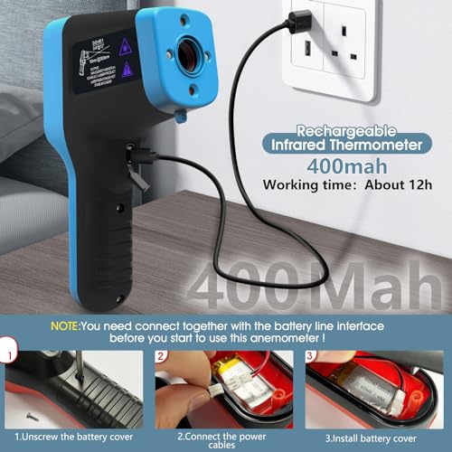 HOLDPEAK Pyrometer D:S=30:1 with Bluetooth, High Temp Infrared Thermometer -58℉~2912℉, Non-Contact Industrial Digital IR Laser Thermometer Gun with Waterproof Touch Button (NOT for Human)