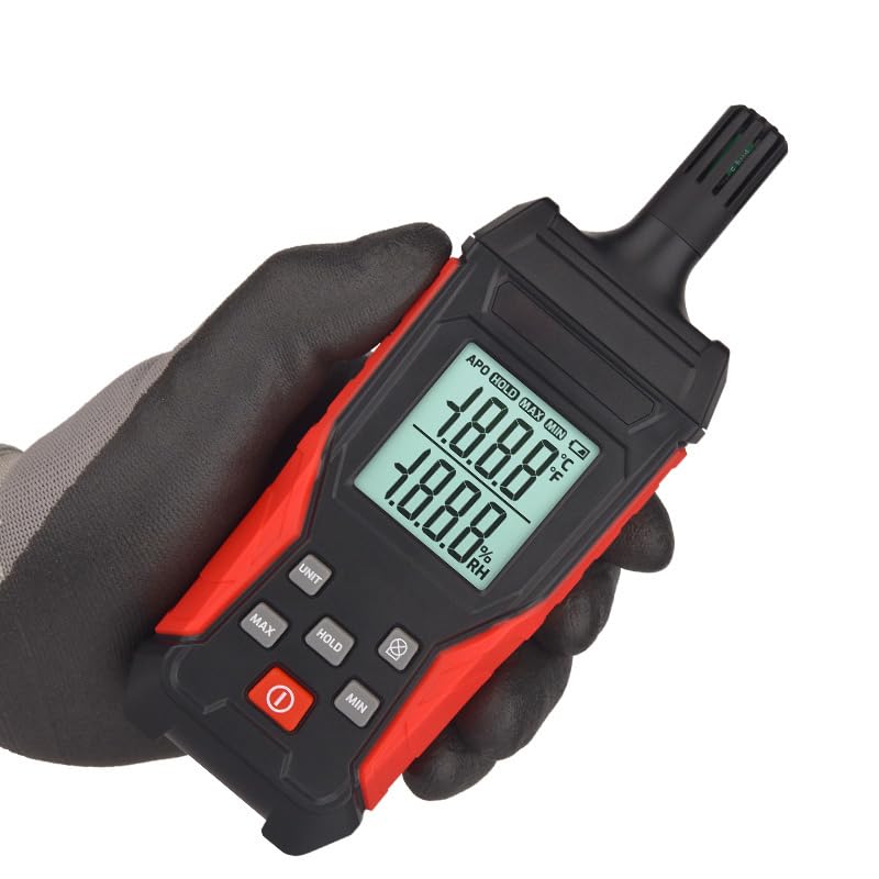 HFS(R) Temperature & Humidity Meter Detector Digital Hygrometer Handheld Industrial Home Indoor - Ambient, Relative Humidity, LCD Backlight, Min/Max Hold