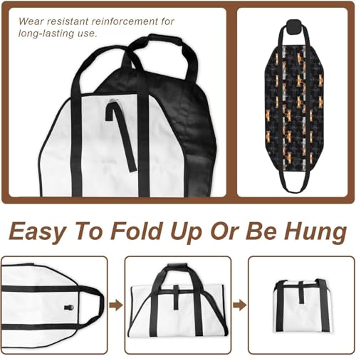 AMRANDOM Firewood Carrier Log Tote Bag with Handles Cat Tiger Print Wood Sling Holder Cabin Stove Accessories - color: Color1029