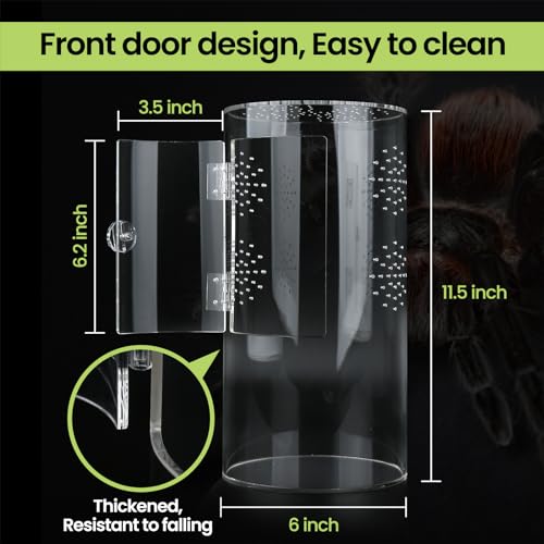 Front Opening Terrarium Jumping Spider Enclosure,Tall Arboreal Tarantula Enclosure Terrarium with Cross Ventilation,Waterproof Acrylic Reptile Enclosure - size: 12*6*6in