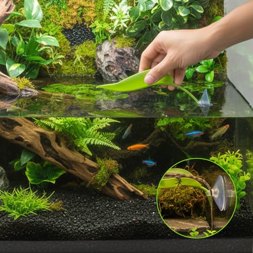 3Pcs African Dwarf Frog Tank Accessories, Tree Frog Tanks Leaf Decorations, Plastic Leaf Decorations with Suction Cups, Gecko Tank Accessories Turtle Basking Platform(Style A)
