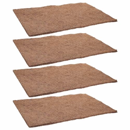 LALAFINA 4pcs Natural Coconuts Fiber Mat for Reptile Tanks and Bearded Dragon Terrariums, Sturdy Reptile Substrate Liner with Versatile Use for Home Breeding and Pet Stores