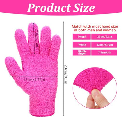 Abeillo Microfiber Gloves for Plants Dusting Cleaning, Reusable Washable Cleaning Gloves Mittens House Cars Blinds Dusting - color: Hot Pink
