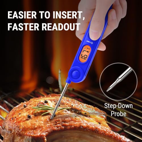 TempPro TempSwift Digital Meat Thermometer for Cooking | Instant Read Thermometer with Backlight, Kitchen Food Thermometer for Grill Smoker BBQ Oil Deep Fry Candy Bread Coffee - color: Blue