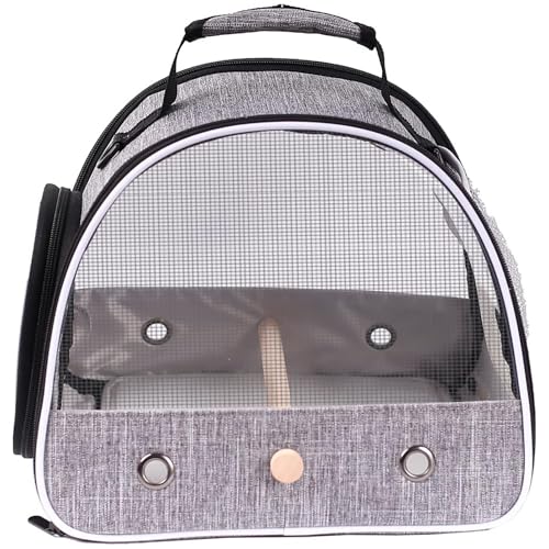 Small Bird Travel Carrier, Portable Mesh Vented Bird Carrier Cage for Parakeet, Parrot, Cockatiel, Guinea Pig, Bearded Dragon Reptile Carrier for Hiking Vet Visit Bicycle Ride (Grey, Mesh Window) - color: Grey