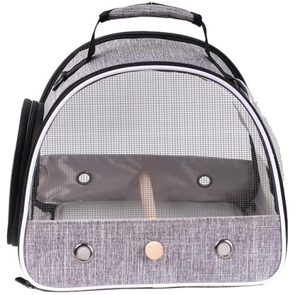 Small Bird Travel Carrier, Portable Mesh Vented Bird Carrier Cage for Parakeet, Parrot, Cockatiel, Guinea Pig, Bearded Dragon Reptile Carrier for Hiking Vet Visit Bicycle Ride (Grey, Mesh Window) - color: Grey