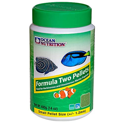 Ocean Nutrition Formula Two Pellets - Fish Food for Herbivorous & Omnivorous Marine Tropical Fish, High Protein(40%) - 14 oz (400 g) Small Pellets - size: 14 Ounce (Pack of 1), style: Small Pellet Size (+/- 1.2mm)