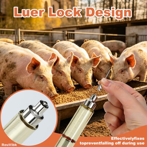 50ml Semi-Auto Repeating Livestock Syringe Gun, 5 Dose Settings | Ergonomic Grip, Clear Barrel & Luer Lock, Vet Injector for Cattle, Horses, Goats, Sheep & Pigs - color: Silver Gray50ML