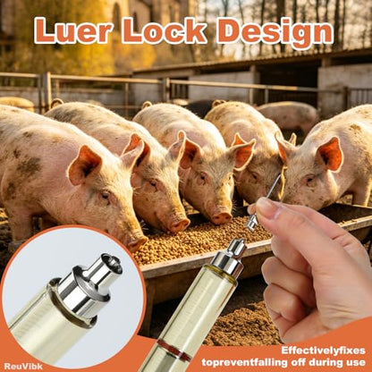 50ml Semi-Auto Repeating Livestock Syringe Gun, 5 Dose Settings | Ergonomic Grip, Clear Barrel & Luer Lock, Vet Injector for Cattle, Horses, Goats, Sheep & Pigs - color: Silver Gray50ML
