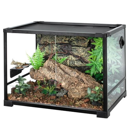 Magnetic Gecko Feeding Ledge, ABS Foldable Reptile Feeder Ledge with 6pcs Plastics Cups, 2 in 1 Reptile Food Water Dish, Terrarium Bowl for Chameleon Iguana, Strong Magnets, Easy to Clean