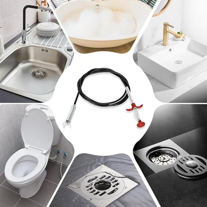118-Inch Flexible Drain Snake with 4-Claw Grabber for Deep Clogs & Items | Extra-Long Reach • Spring-Loaded 4-Claw Grip • Retrieves Hair, Rings, Screws And Debris From Deep Or Narrow Spaces - style: 118 IN