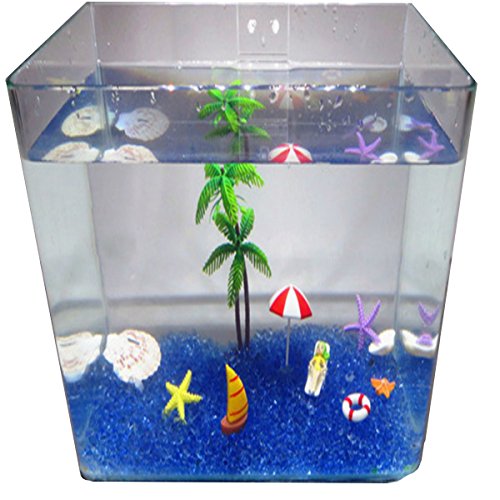 2 Pounds Landscape Glass Pebble Gravel Sand Fit for Aquariums Succulent Plants Terrarium Landscape, Natural Blue