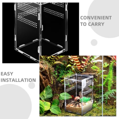 Enclosure Modular Well-Ventilated Design, Secure Lock and Multifunctional Acrylic Breeding Habitat Box for Feeding Reptile Animal Suitable Pet