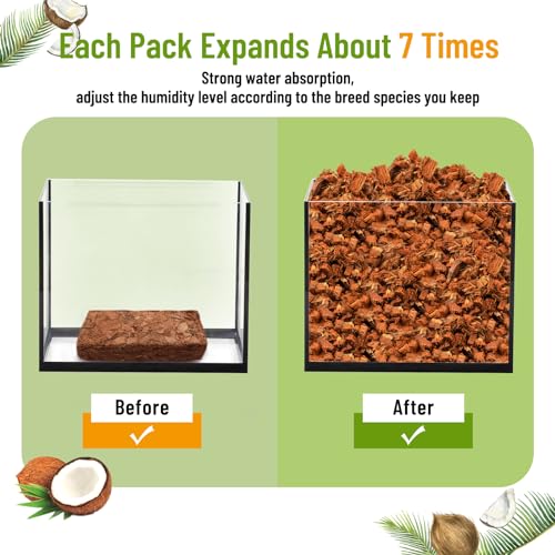 Riare 2Pack Coconut Husk Chip for Reptiles, 2.2 LB Coconut Fiber Substrate | Coco Chips Substrate Coconut Husk Bedding for Snakes, Tortoises, Ball Python, Bearded Dragon, Geckos, Lizards, Frogs - color: 2 Pack