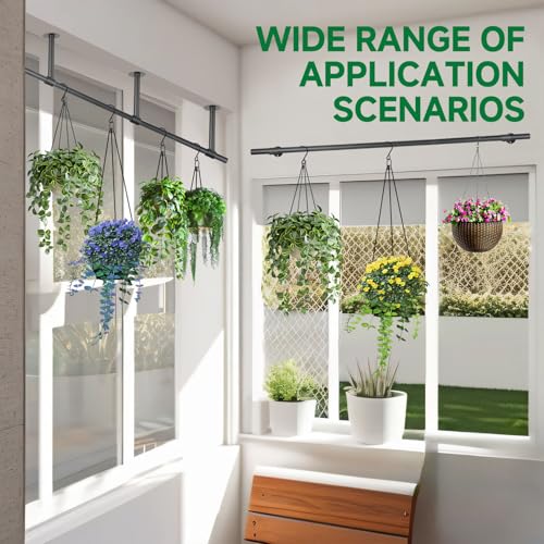 Hanging Planters Rod – Plant Hanger Indoor for Window Ceiling, Hanging Plant Shelf for Wall Planter House Plants, Plant Shelves Metal Holder Bar 63In (Pots, plants, chains not included) - size: 63In Length-1pc
