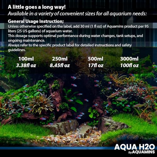 Aqua H2O Aquarium Water Conditioner - 100ml / 3.38 fl oz - Supports Fish Protective Coat & Natural Well-Being - Safe for Freshwater & Saltwater Tanks - size: 100ml/3.38fl oz
