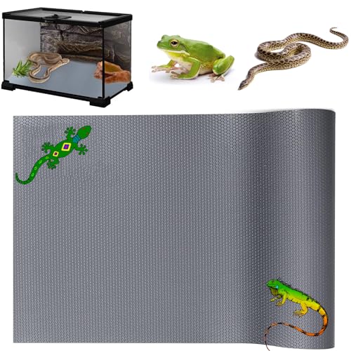 KABASI Reptile Substrate Liner Terrarium Carpet, Tank Accessories | for Bearded Dragon, Non-Adhesive Reptile Carpet Reptile Flooring Mat Bedding for Leopard Gecko, Snake, Lizard, Tortoise - color: Grey, size: 17.7x39.4 inch