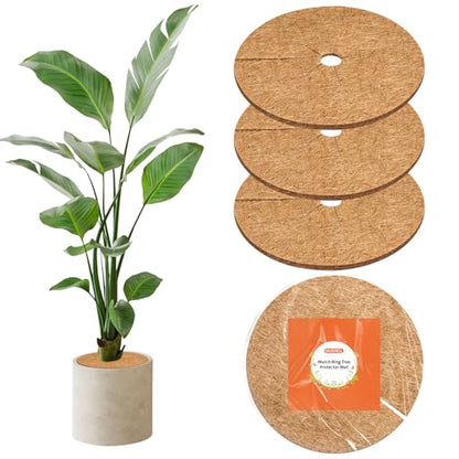 10 Inch Coconut Fiber Mulch Ring, 3 Pcs Tree Protector Mats, Coco Coir Mulch Mat Tree Guards, Plants Disc Soil Cover for Landscaping and Indoor Outdoor Gardening Pot - size: 10in-3pcs
