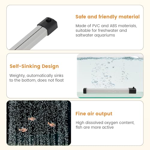 hygger Aquarium Bubble Strip, Nano Air Bubble Curtain Wall Aquarium Air Stone Kit, Quiet High Dissolved Oxygen Diffuser Fish Tank Bubbler Decorations for Freshwater Saltwater (5.9 Inch) - size: 5.9 Inch