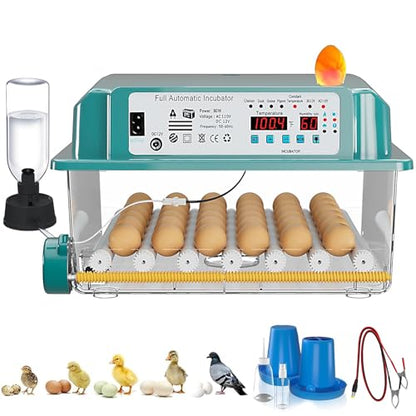 36 Eggs Incubators for Hatching Eggs,Egg Incubator with 4 Automatic Incubate Mode,Chicken Incubator with Automatic Egg Turning Humidity Display,Quail Egg Incubator with Egg Candle - size: 36 Egg