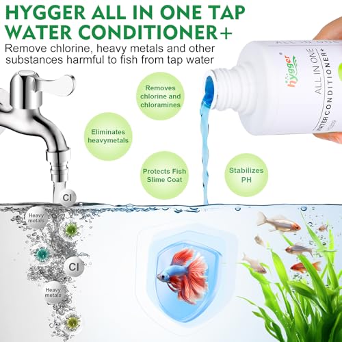 hygger Aquarium Water Conditioner for Freshwater, Neutralizes Chlorine, Chloramines, Heavy Metals, Safe for Fish and Plants, 1000 ML - size: 1000ML